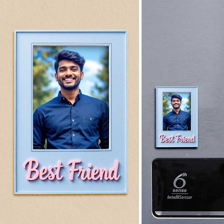 Printed "Best Friend" Polaroid Theme Acrylic Fridge Magnet