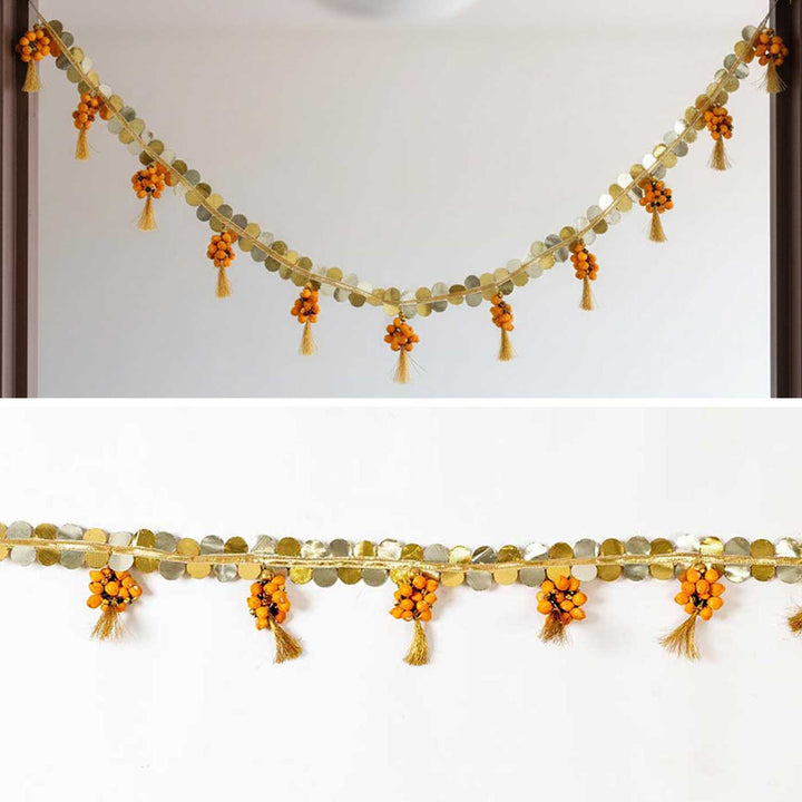 Handmade Shola Buds Silk Tassel Peach Color Toran