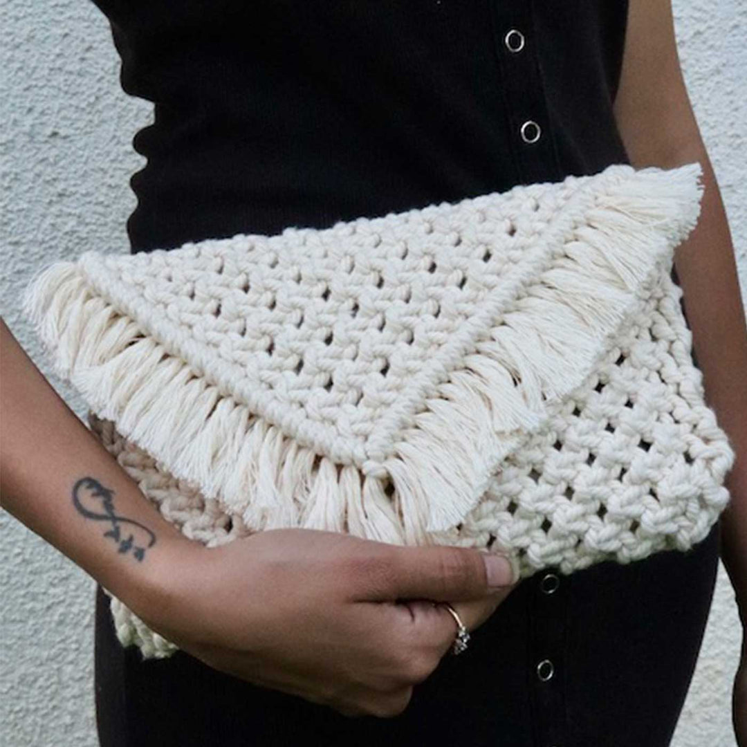 Handmade Macrame Clutch Bag With Sling