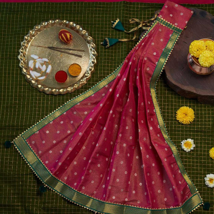 Traditional Pleated Gudi Vastra For Gudhi Padwa