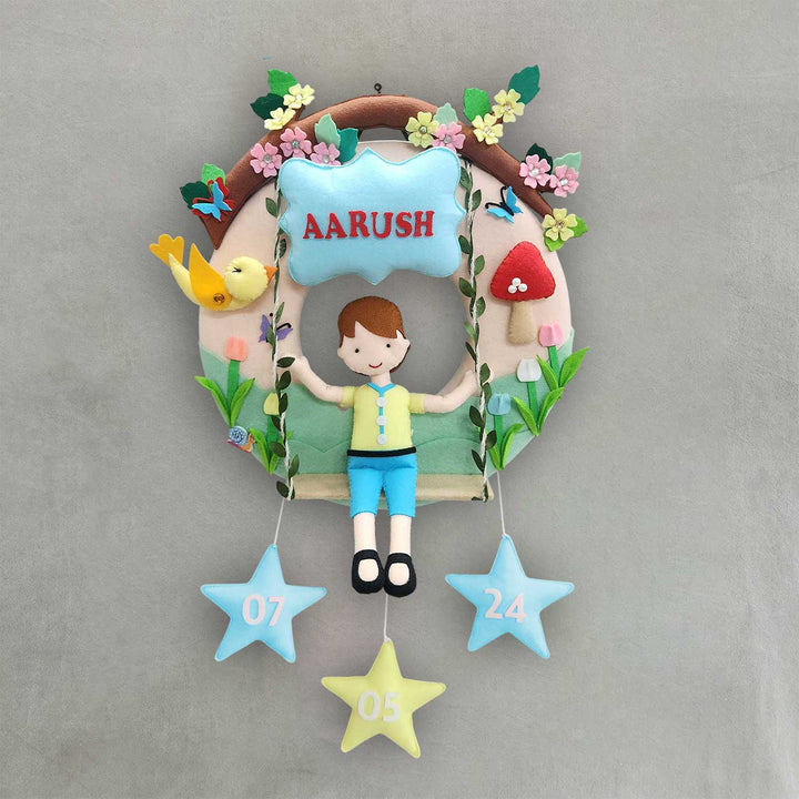 Handcrafted Personalized Spring Theme Felt Nameplate For Siblings