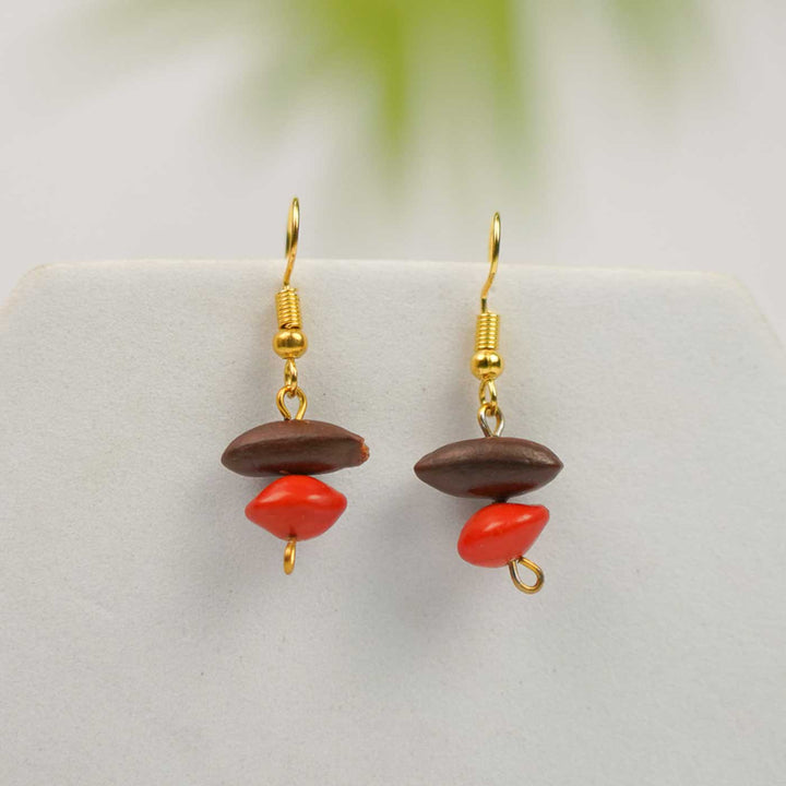Handmade Red & Brown Gunj Seed Earrings