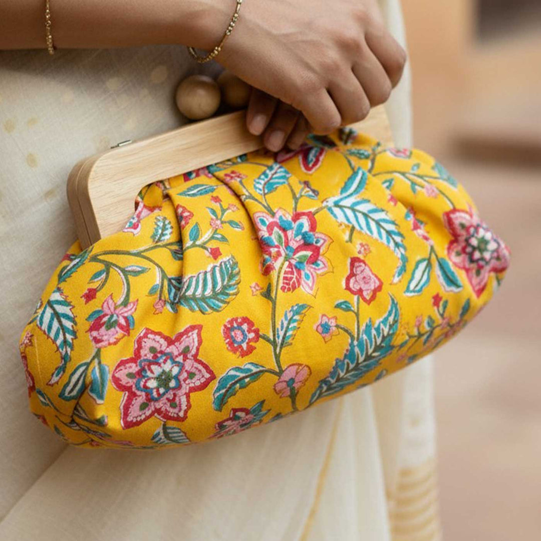 Basant Hand Block Printed Dome Clutch