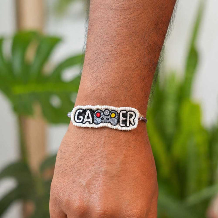 Handmade Beaded Gamer Theme Rakhi With Roli Chawal For Brother