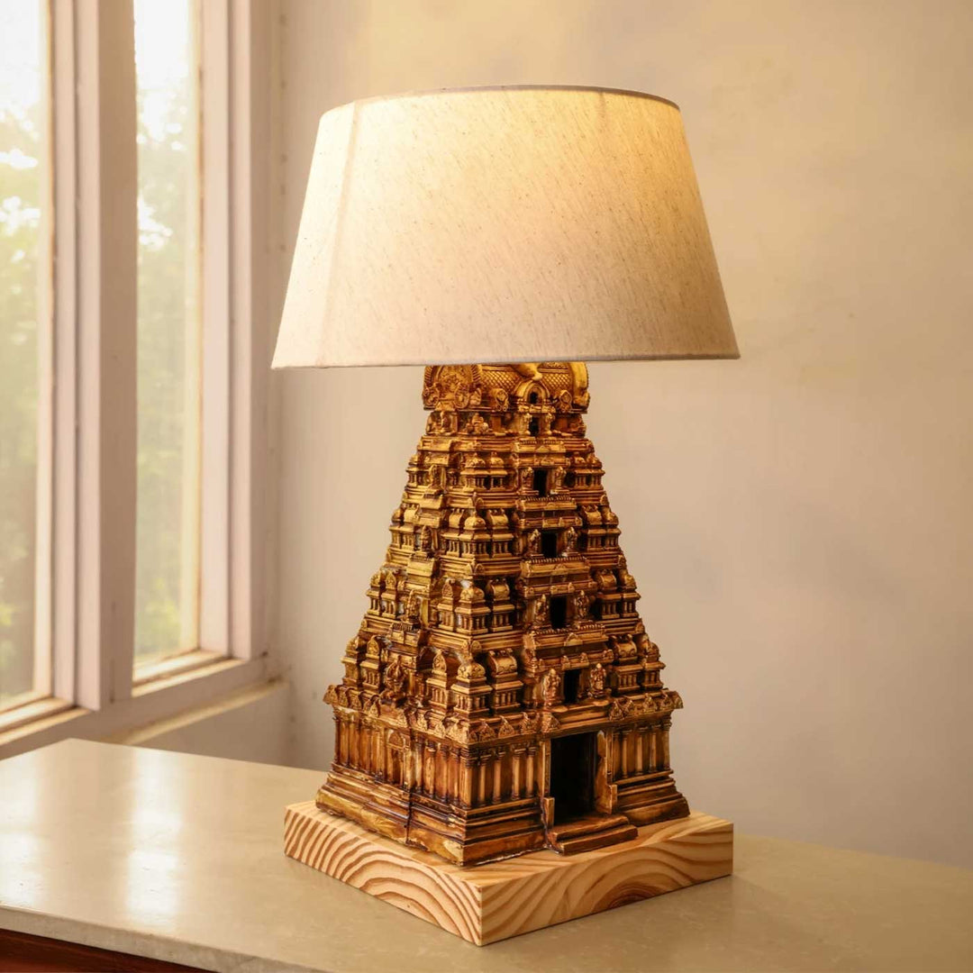 Handcrafted Gopuram South Indian Temple Gateway Miniature Table Lamp For Home Decor