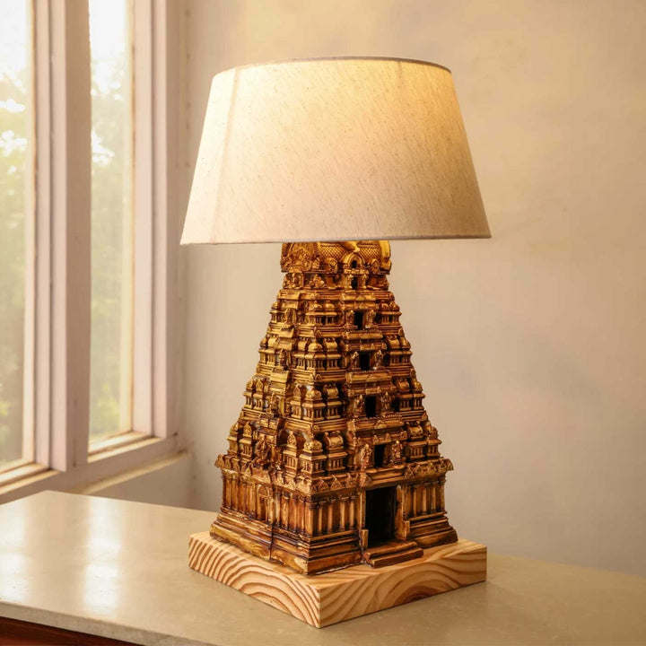 Handcrafted Gopuram South Indian Temple Gateway Miniature Table Lamp For Home Decor