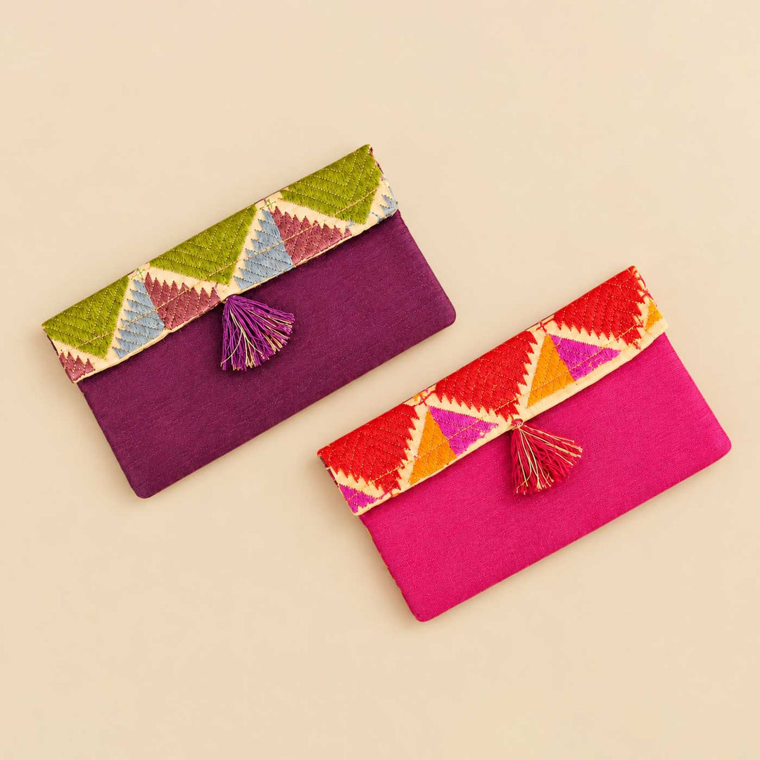 Handmade Phulkari Silk Gift Envelope For Festive Gifting