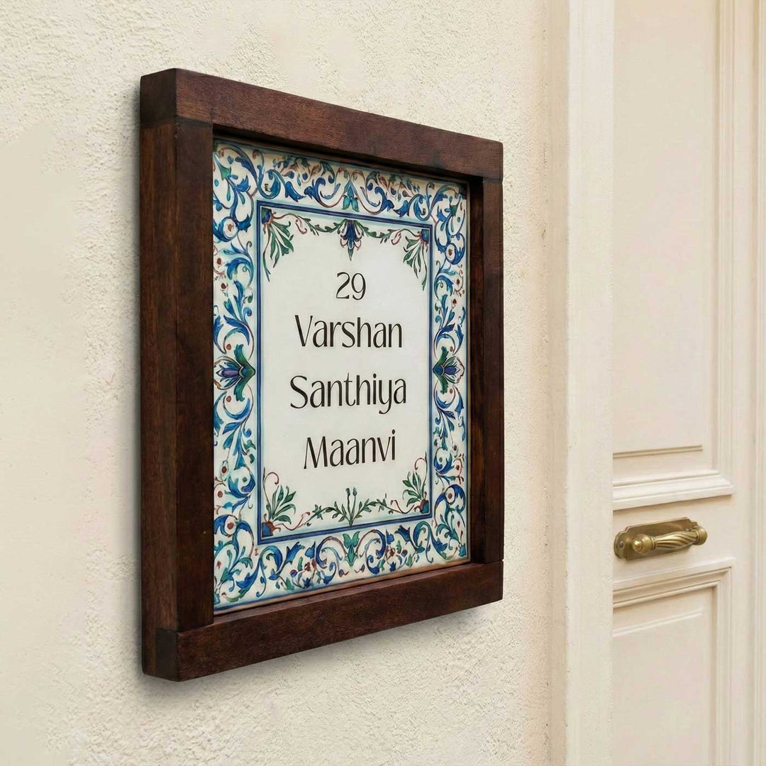 Personalized Blue & White Vintage Resin Name Plate