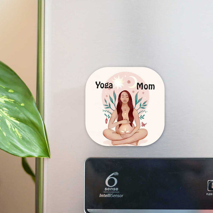 Hand-Painted Yoga Mom Theme MDF Wood Fridge Magnet For Mom To Be