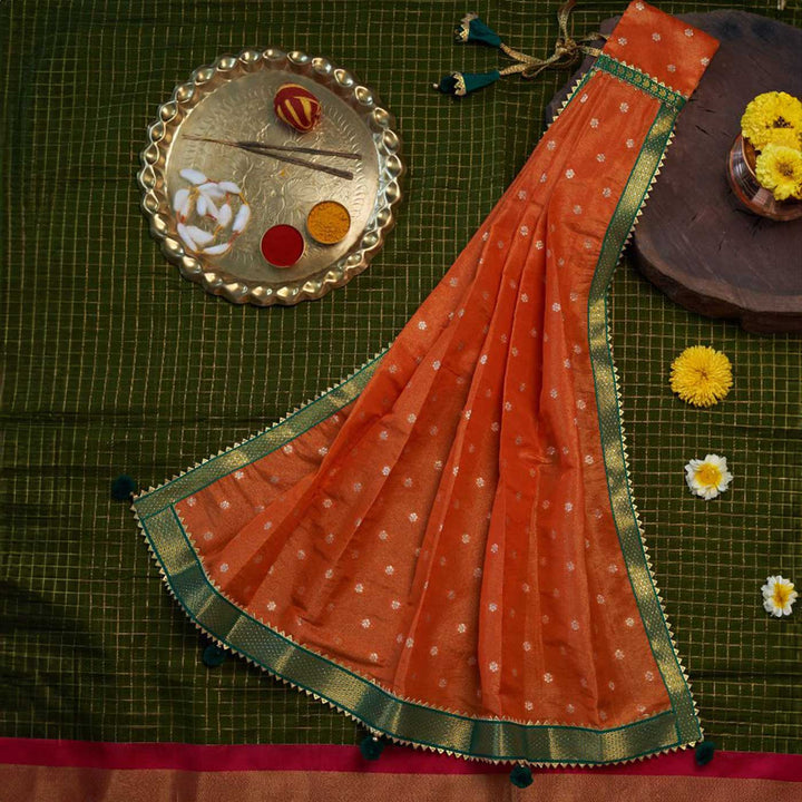 Traditional Pleated Gudi Vastra For Gudhi Padwa