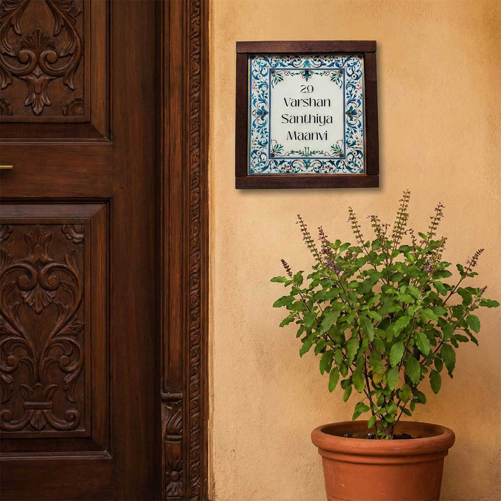 Personalized Blue & White Vintage Resin Name Plate