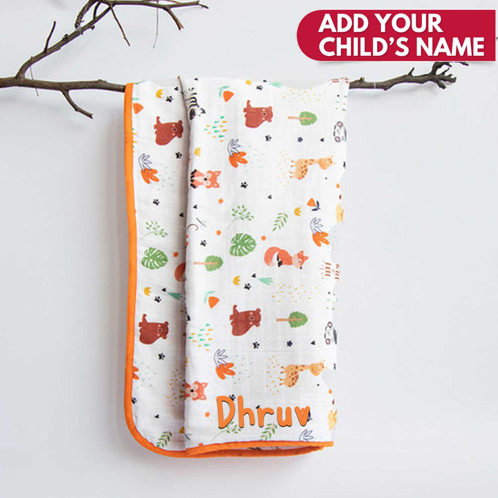 Personalized Reversible Baby Animals Kids Dohar | 0-4 Years