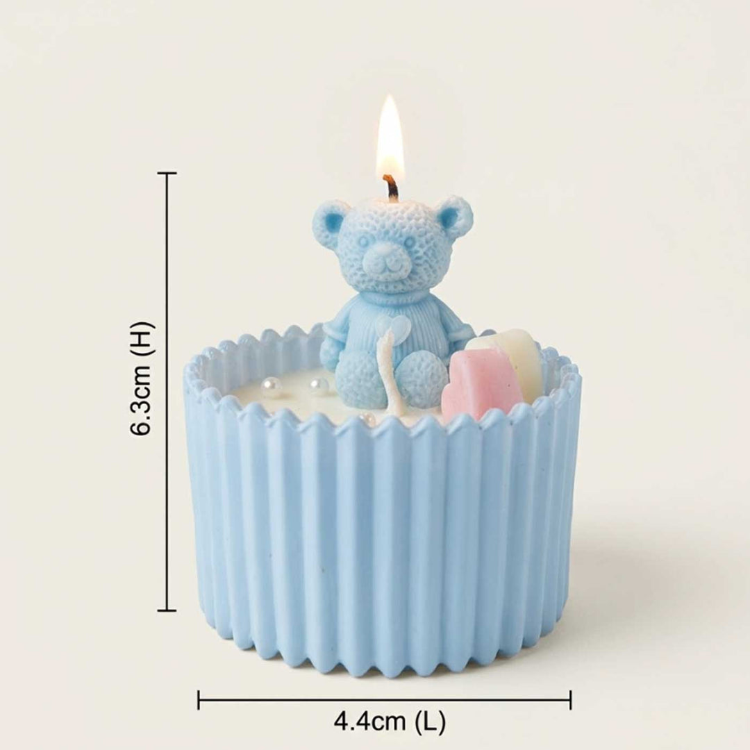 Handmade Little Hug Teddy Soy Wax Glass Jar Candle For Baby Shower Gifting