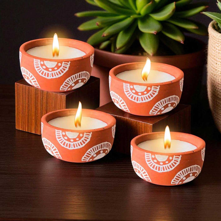Customized Hand-Painted Rainbow Terracotta Soy Wax Candle