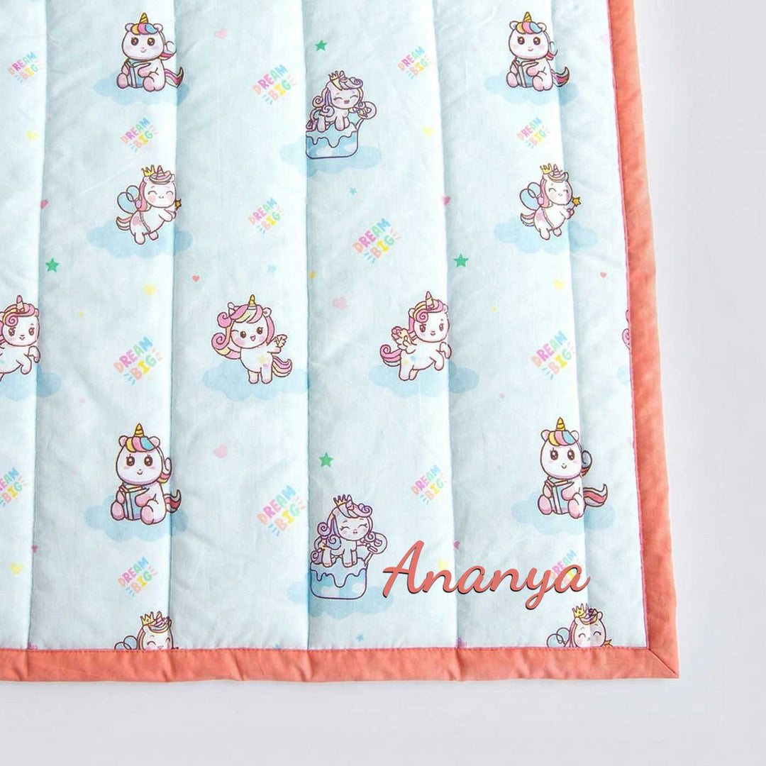 Personalized Unicorn Dreams Kids Quilt | 0-4 Years