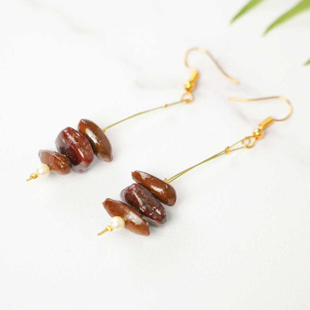 Handmade Brown Sitaphal & Tamarind Seed Earrings