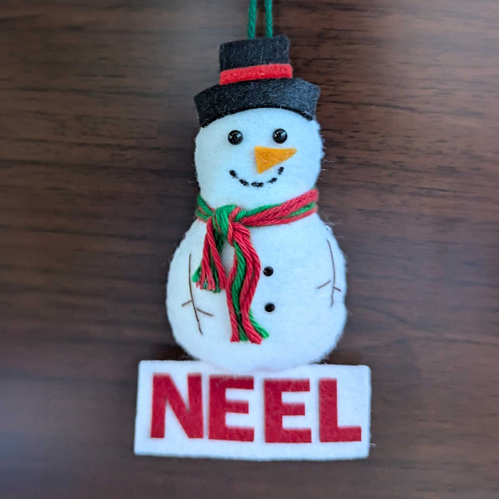Handmade Personalized Felt Snowman Christmas Ornament