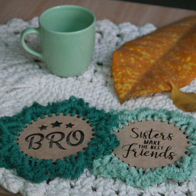 Handcrafted Personalized Macrame Coasters - Set of 2