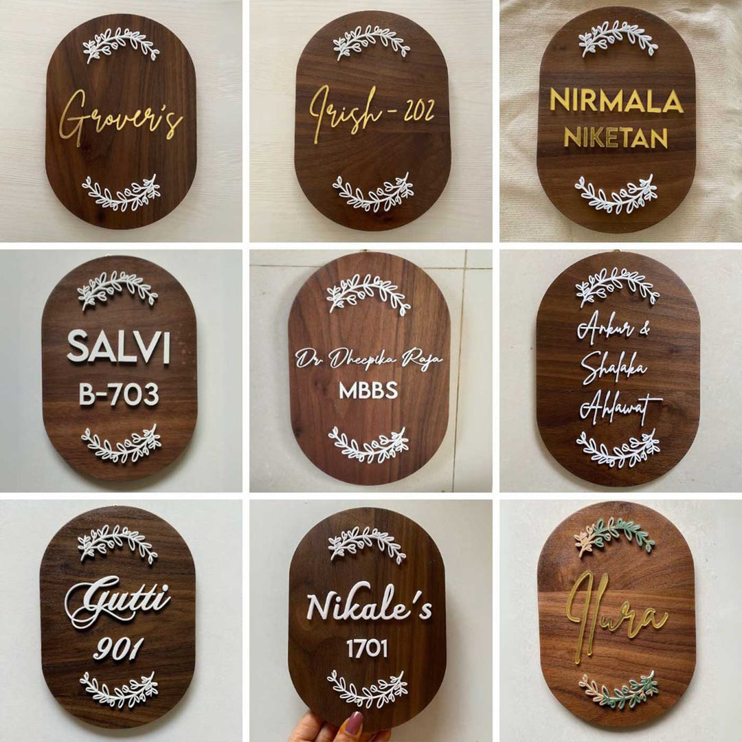 Minimal Capsule Wooden Name Plate with 3D Letters