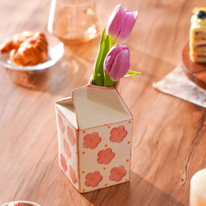Handcrafted Aboli Milk Carton Shaped Vase / Jug