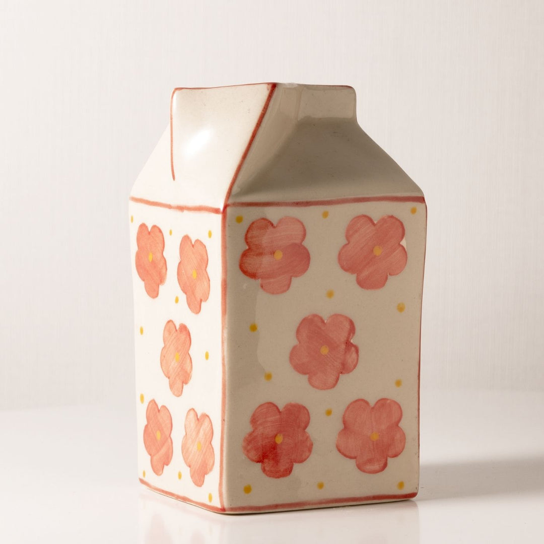 Handcrafted Aboli Milk Carton Shaped Vase / Jug