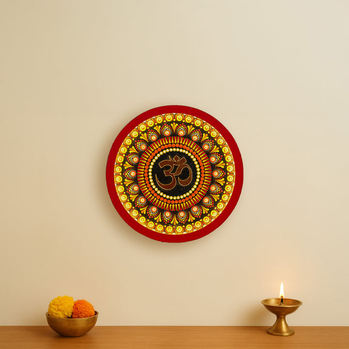 Hand-Painted Dot Mandala OM MDF Wood Lamp