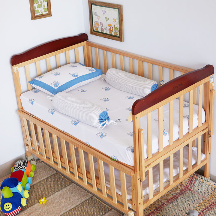 Honeybee Hand Block Printed Baby Bedding Cot Set