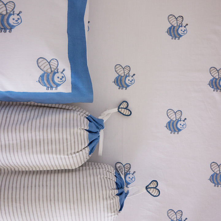 Honeybee Hand Block Printed Baby Bedding Cot Set
