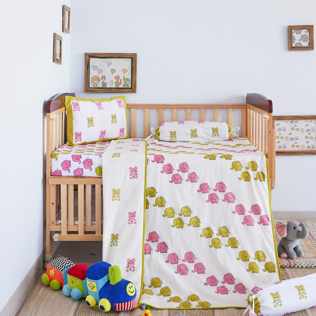 Tiny Teddy Hand Block Printed Baby Dohar