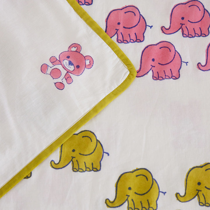 Tiny Teddy Hand Block Printed Baby Dohar