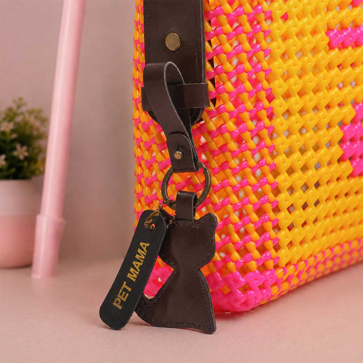 Yellow & Pink Personalized Monogram Handmade Wire Koodai Handbag