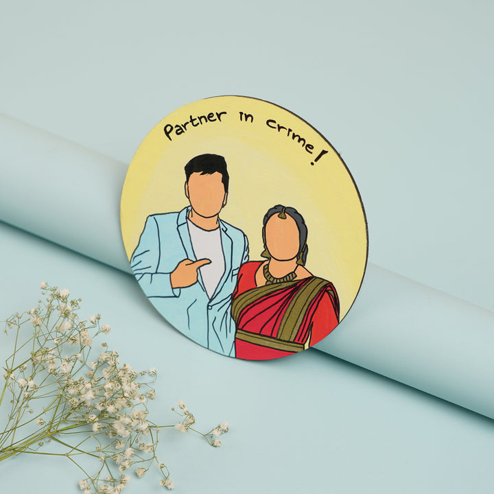 Photo Personalized Hand-Painted Siblings Duo MDF Wood Portrait