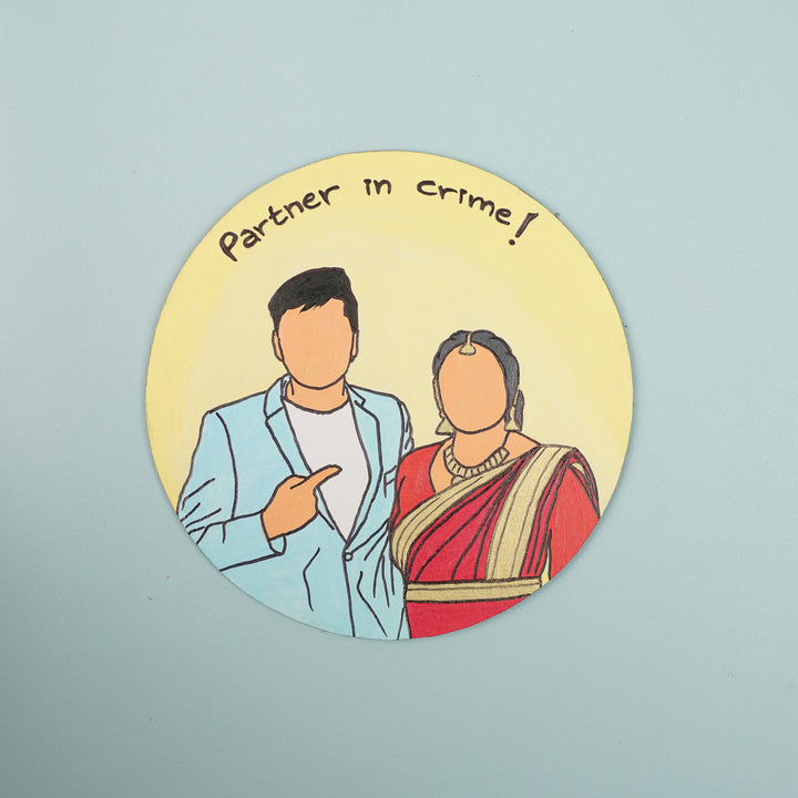Photo Personalized Hand-Painted Siblings Duo MDF Wood Portrait