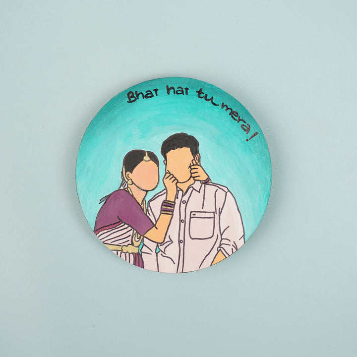 Photo Personalized Hand-Painted Bhai & Bhabhi MDF Wood Fridge Magnet