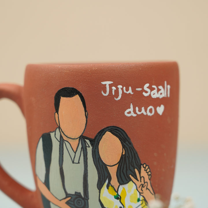 Photo Personalized Hand-Painted Jiju & Saali Terracotta Mug
