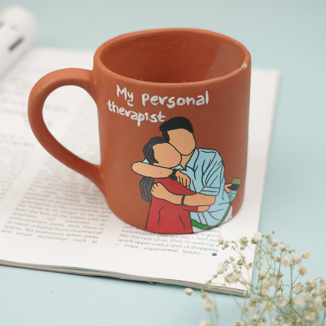 Photo Personalized Hand-Painted Brother & Sister Terracotta Mug