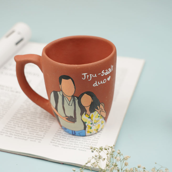 Photo Personalized Hand-Painted Jiju & Saali Terracotta Mug