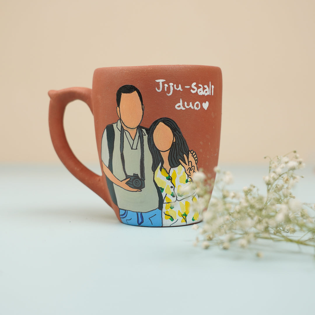 Photo Personalized Hand-Painted Jiju & Saali Terracotta Mug