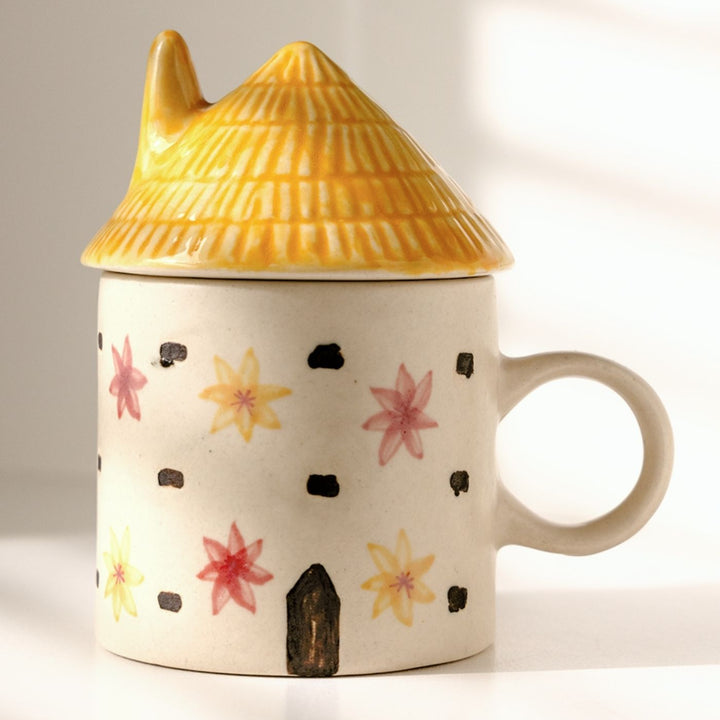 Handpainted Amaltas House Mug With Lid