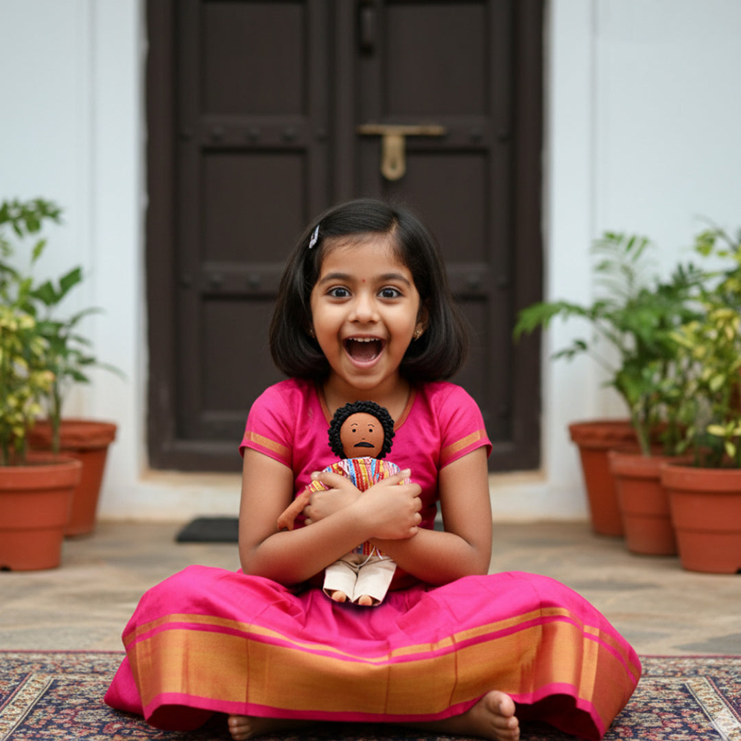 Nilah's Appa (Father) In Multicolor Shirt | Soft Hand-Stitched Sustainable Indian Play Doll