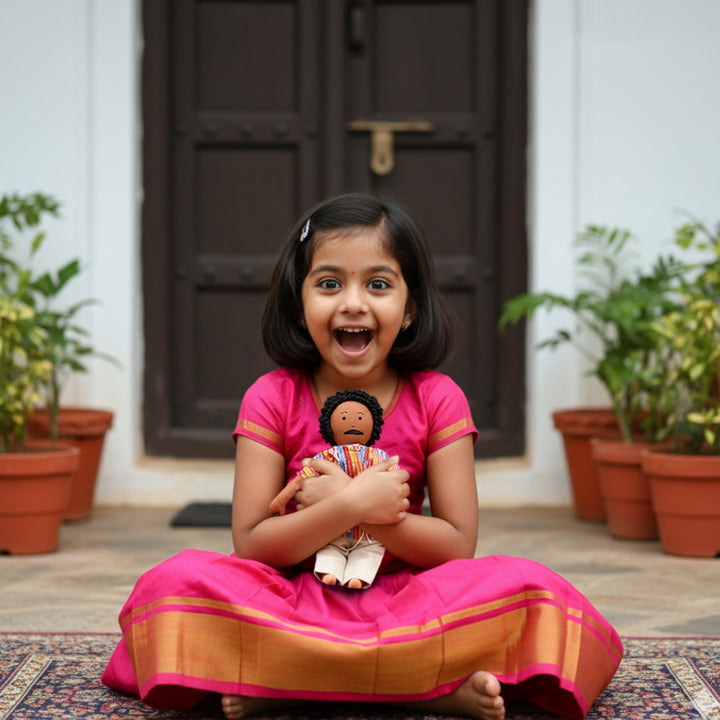 Nilah's Appa (Father) In Multicolor Shirt | Soft Hand-Stitched Sustainable Indian Play Doll