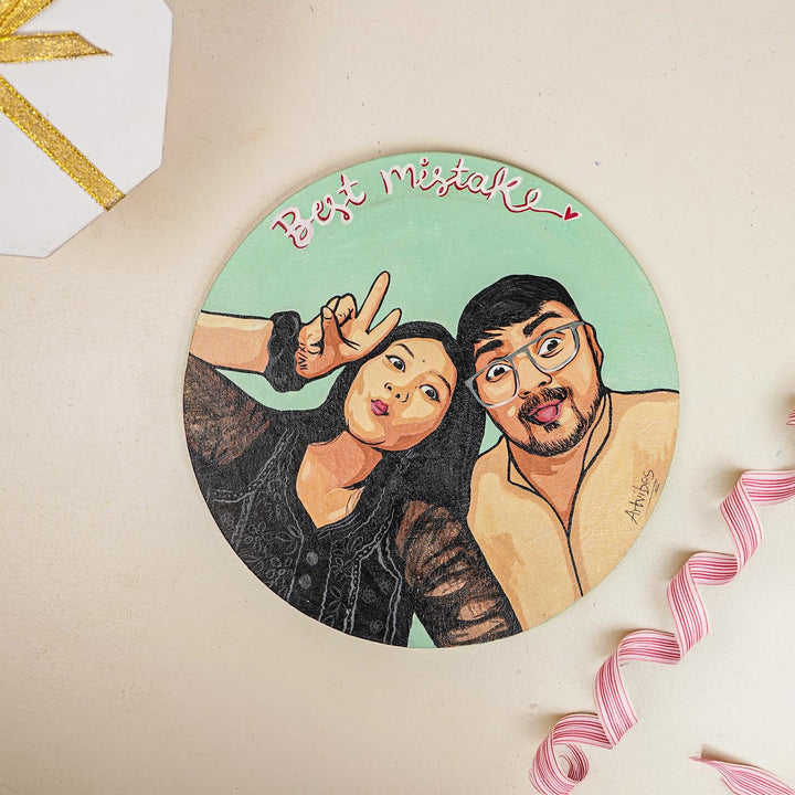 Cute Couple Photo Personalized Handpainted Canvas Portrait