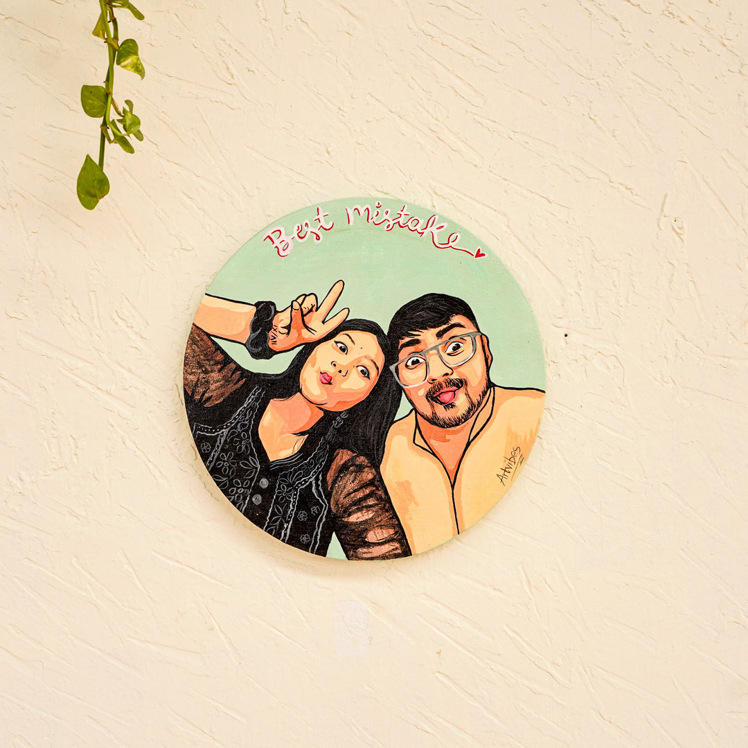 Cute Couple Photo Personalized Handpainted Canvas Portrait