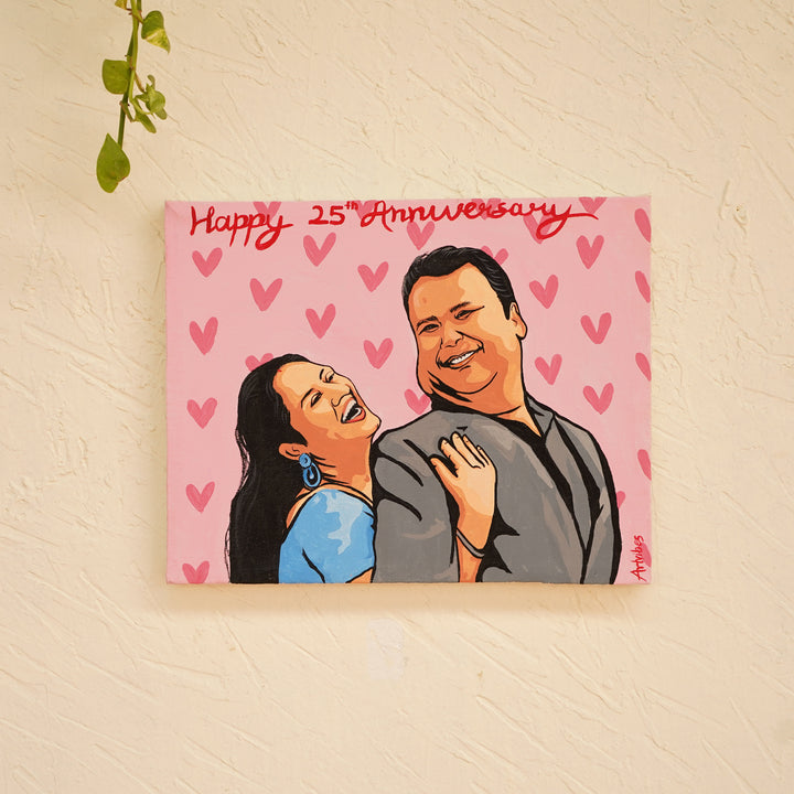 Anniversary Couple Photo Personalized Handpainted Canvas Portrait