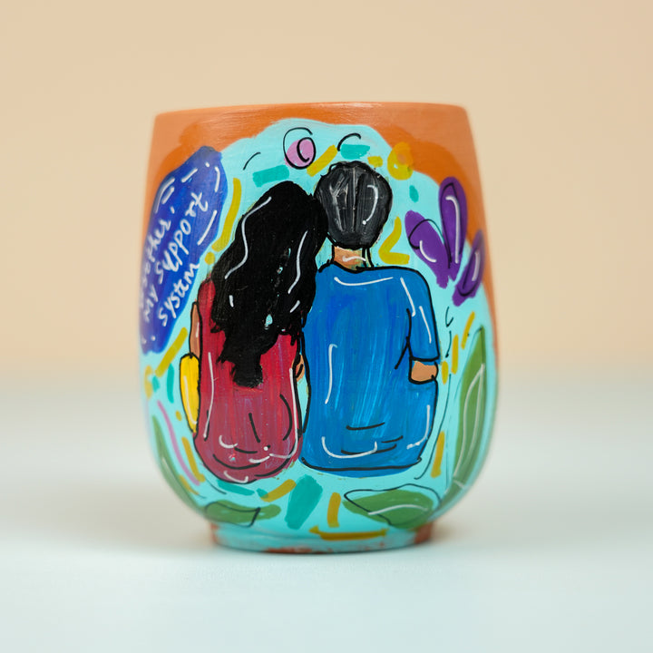 Personalized Hand-Painted Supporting Brother Theme Terracotta Mug