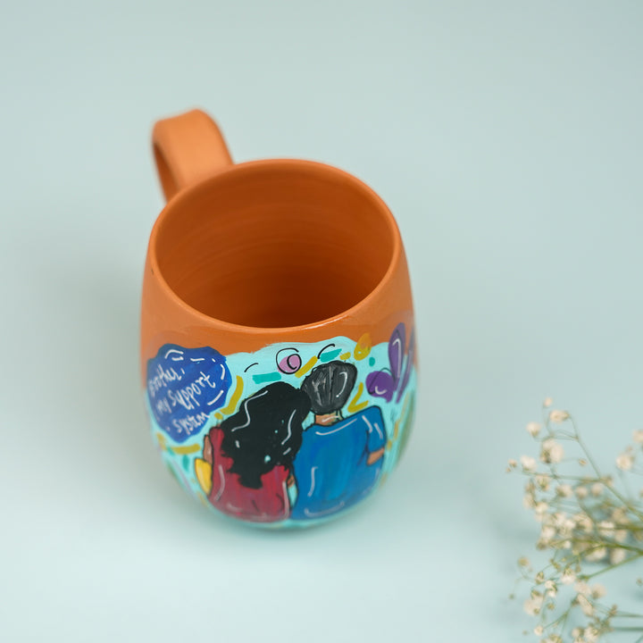 Personalized Hand-Painted Supporting Brother Theme Terracotta Mug