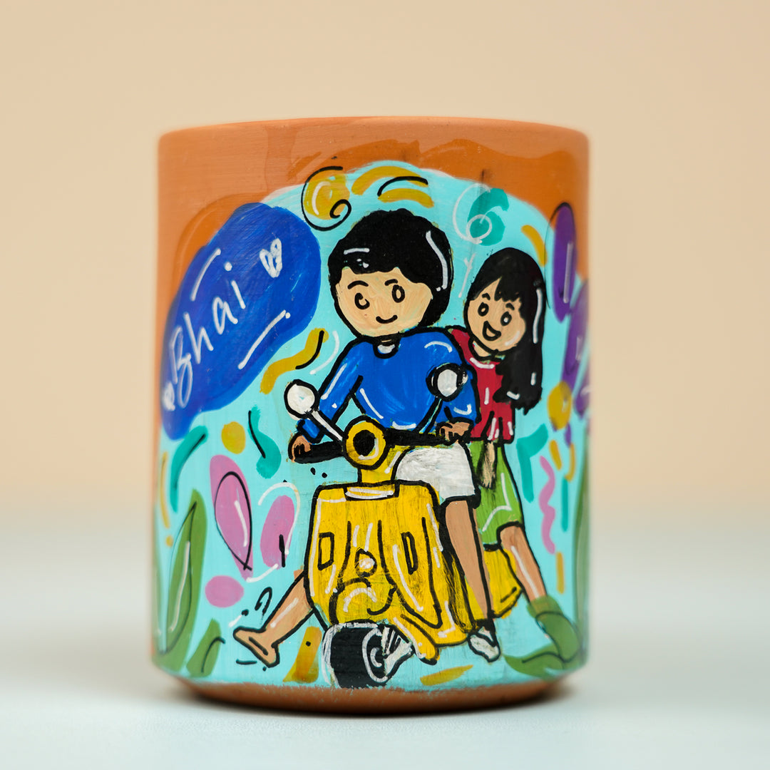Personalized Hand-Painted Scooter Theme Terracotta Mug