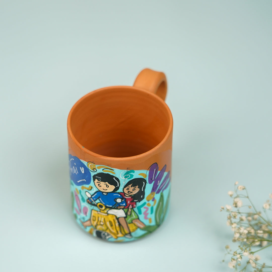 Personalized Hand-Painted Scooter Theme Terracotta Mug