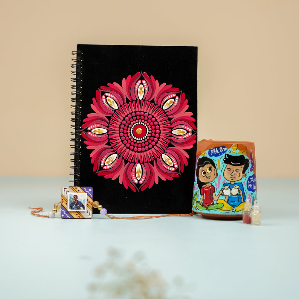 Photo Personalized Handmade Rakhi Hamper For Brother Includes 1 Rakhi 1 Diary 1 Mug - Product Set Alternate View