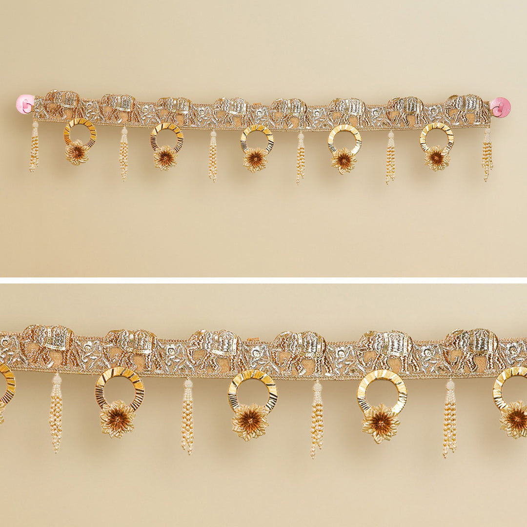 Handmade Golden Elephant Motif Toran